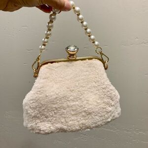 2 Chain Styles Handmade Real Shearling Push lock Clutch/Wristlet/Crossbody